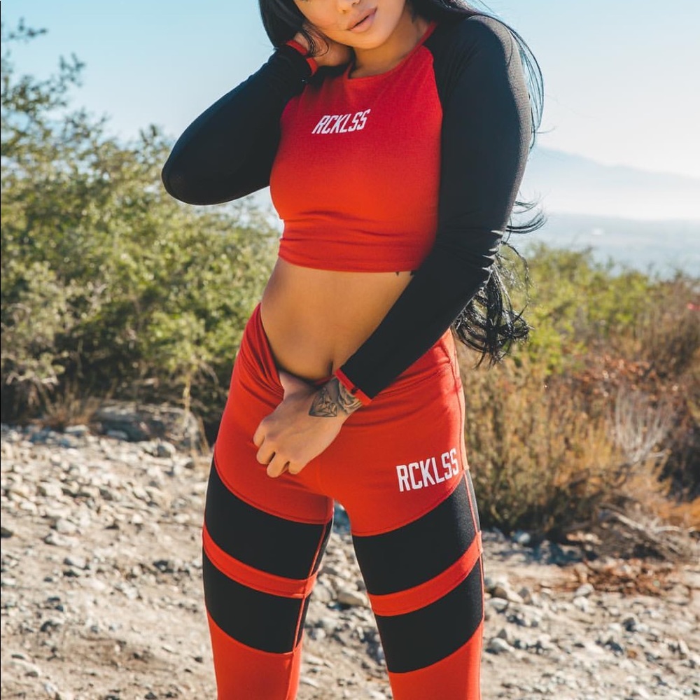Red & Black Striped Leggings
